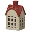 Domek - Porcelanowa figurka świąteczna biały z czerwonym dachem