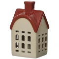 Domek - Porcelanowa figurka świąteczna biały z czerwonym dachem