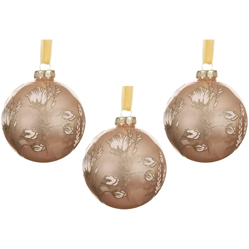 Szklane bombki choinkowe różowe 8 cm - kpl. 3 szt.