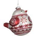 Biało-czerwone szklane zawieszki choinkowe Ptak - 1 szt.