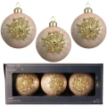 Szklane bombki choinkowe z koralikami perłowy 8 cm - kpl. 3 szt.