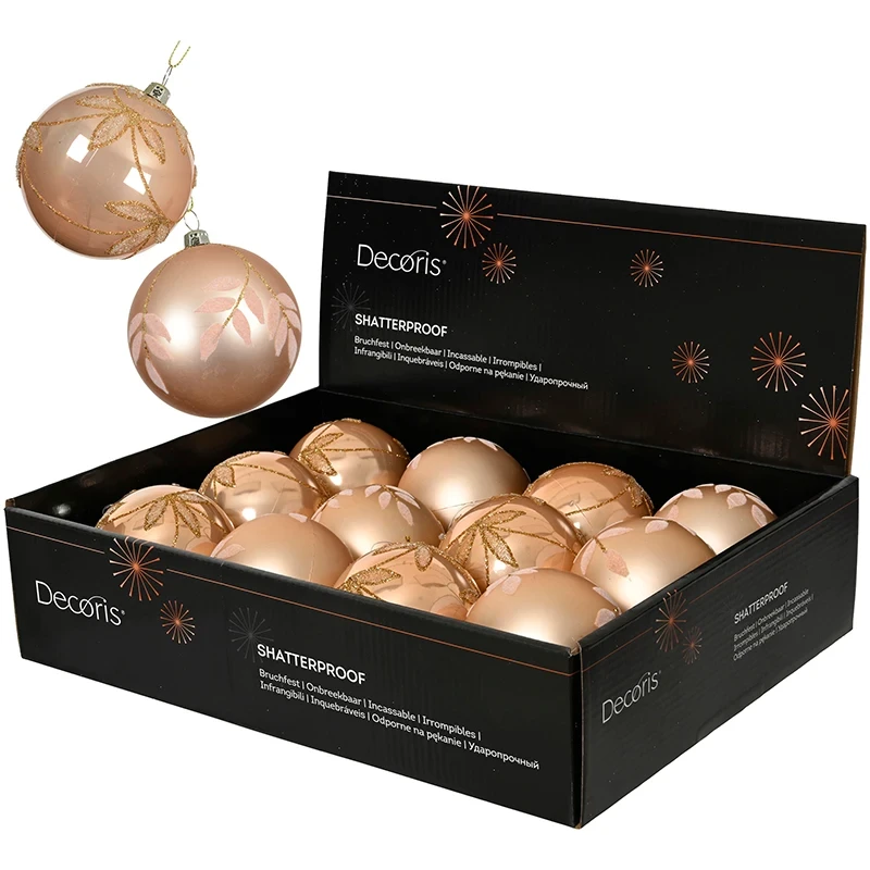 Brzoskwiniowe bombki choinkowe kpl. 12 szt. 8 cm