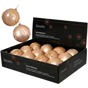 Brzoskwiniowe bombki choinkowe kpl. 12 szt. 8 cm