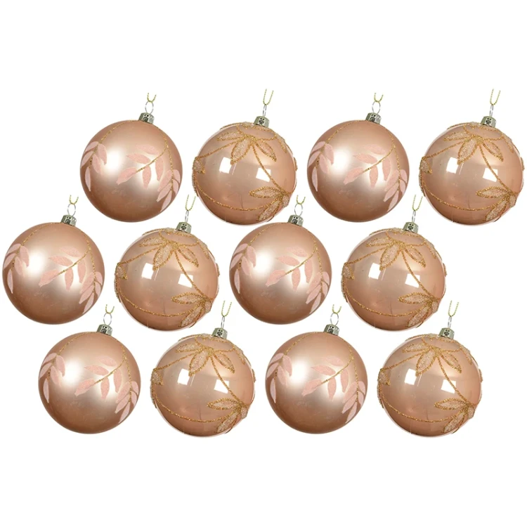Brzoskwiniowe bombki choinkowe kpl. 12 szt. 8 cm