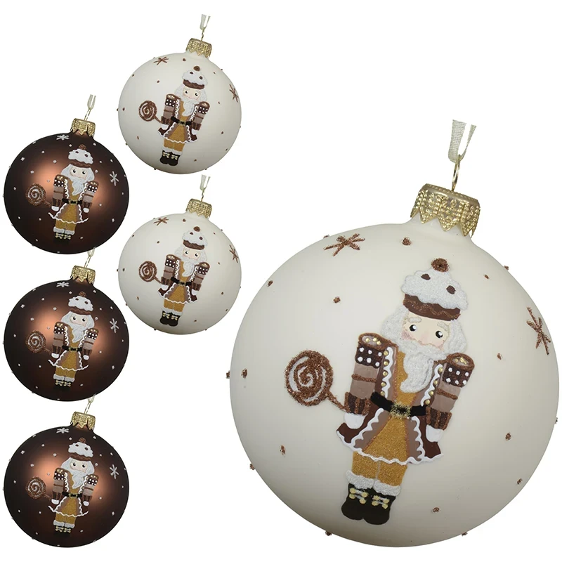 Dziadek do orzechów - szklane bombki choinkowe 8 cm 6 szt.