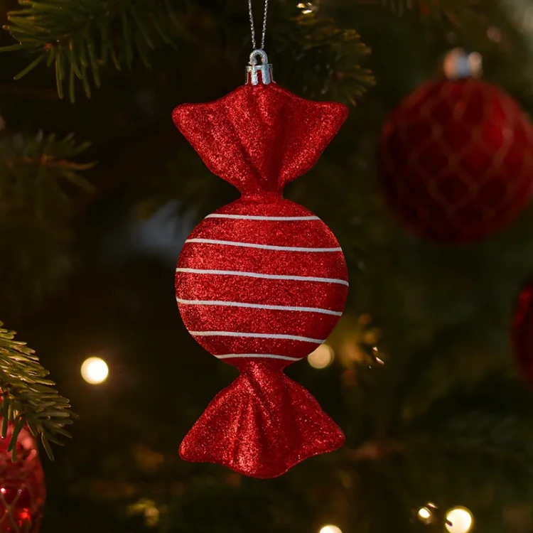 Cukierki - zawieszki plastikowe nietłukące 16 cm czerowne