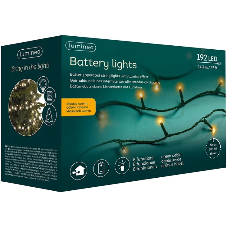 Lampki choinkowe LED na baterie na zielonym przewodzie zdjęcie 1