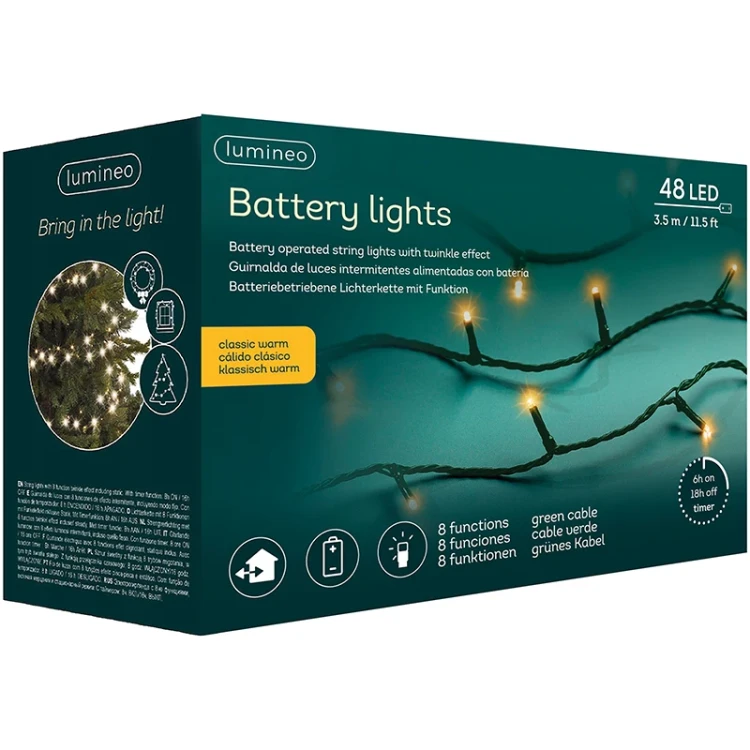 Lampki choinkowe LED na baterie na zielonym przewodzie zdjęcie 2
