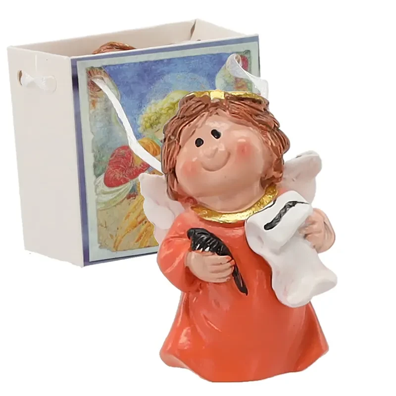 Aniołek pomarańczowy - figurka bożonarodzeniowa 3x3x5cm