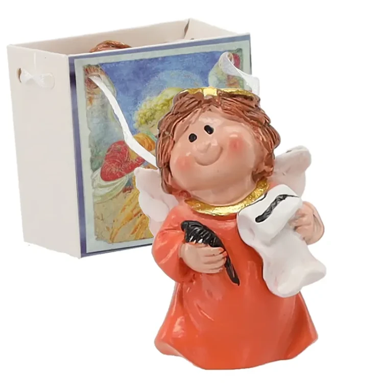 Aniołek pomarańczowy - figurka bożonarodzeniowa 3x3x5cm