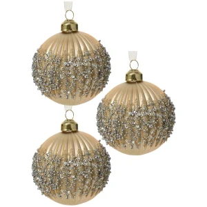 Szklane bombki choinkowe z brokatem 8 cm kpl. 3 szt.