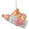 Niedźwiadek na butelce butelce - szklana zawieszka choinkowa 12 cm