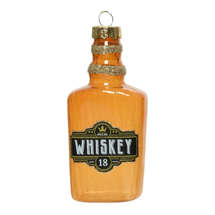 Alkoholowe butelki whisky - szklane zawieszki choinkowe