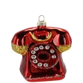 Czerwony telefon - szklana zawieszka choinkowa 9 cm