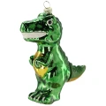 Zielony dinozaur - szklana zawieszka choinkowa 12 cm