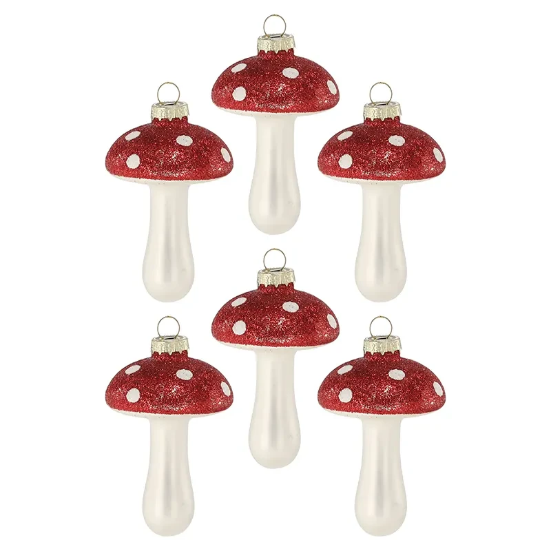 Szklane muchomory - bombki choinkowe 9 cm 6 szt.