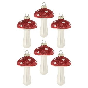 Szklane muchomory - bombki choinkowe 9 cm 6 szt.