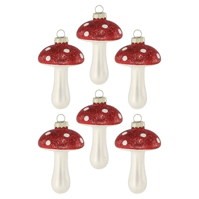 Szklane muchomory - bombki choinkowe 9 cm 6 szt.