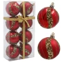 Plastikowe czerwone bombki choinkowe 6 cm kpl. 8 szt. spirala