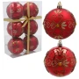 Czerwone nietłukące bombki choinkowe - 8 cm 6 szt kwiatowy ornament