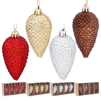 Plastikowe szyszki na choinkę 9 cm kpl. 4 szt. 4 kolory