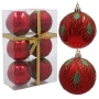 Czerwone plastikowe bombki choinkowe paw - 7 cm kpl. 6 szt.