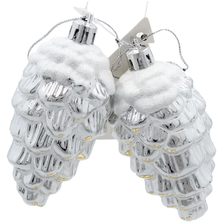 Małe szyszki srebrne kpl. 2 szt. 9 cm
