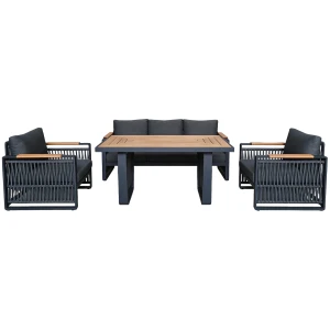 Aluminiowe Meble ogrodowe SKOPJE Zestaw wypoczynkowy sofa fotele stół