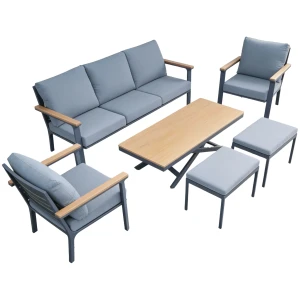 Aluminiowe Meble ogrodowe Zestaw wypoczynkowy sofa fotele stół pufa