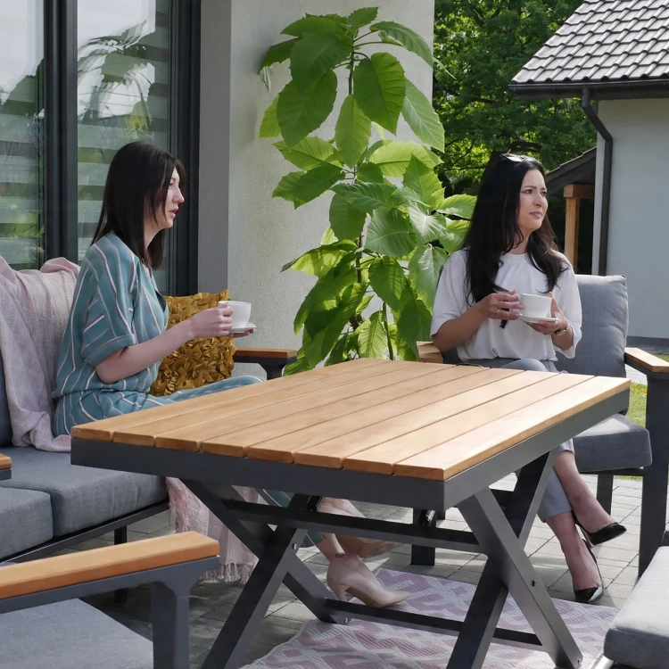 Aluminiowe Meble ogrodowe Zestaw wypoczynkowy sofa fotele stół pufa