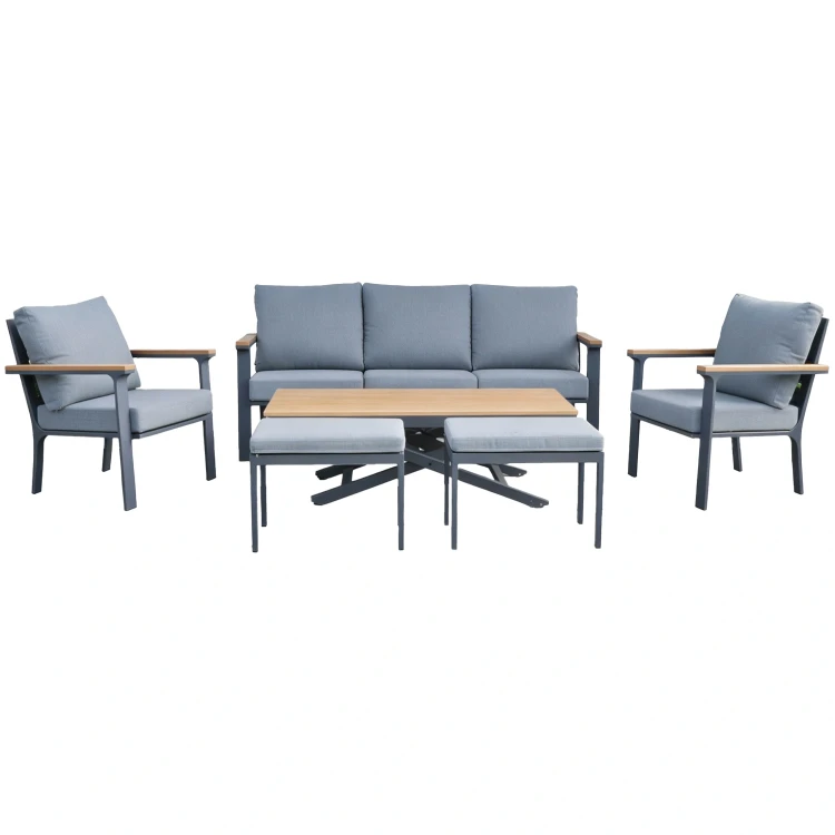 Aluminiowe Meble ogrodowe Zestaw wypoczynkowy sofa fotele stół pufa
