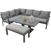 Aluminiowe meble ogrodowe zestaw wypoczynkowy stół sofa pufa