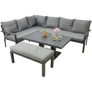 Aluminiowe meble ogrodowe zestaw wypoczynkowy stół sofa pufa