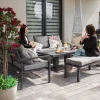Aluminiowe meble ogrodowe zestaw wypoczynkowy stół sofa pufa