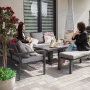 Aluminiowe meble ogrodowe zestaw wypoczynkowy stół sofa pufa