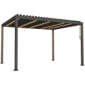 Szara aluminiowa pergola ogrodowa z oświetleniem LED 3x4x2,5M