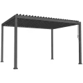 Szara aluminiowa pergola ogrodowa z oświetleniem LED 3x4x2,5M