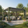 Szara aluminiowa pergola ogrodowa z oświetleniem LED 3x4x2,5M