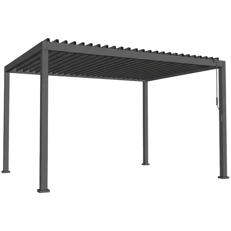 Szara aluminiowa pergola ogrodowa z oświetleniem LED 3x3x2,5m