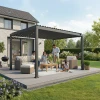 Szara aluminiowa pergola ogrodowa z oświetleniem LED 3x3x2,5m