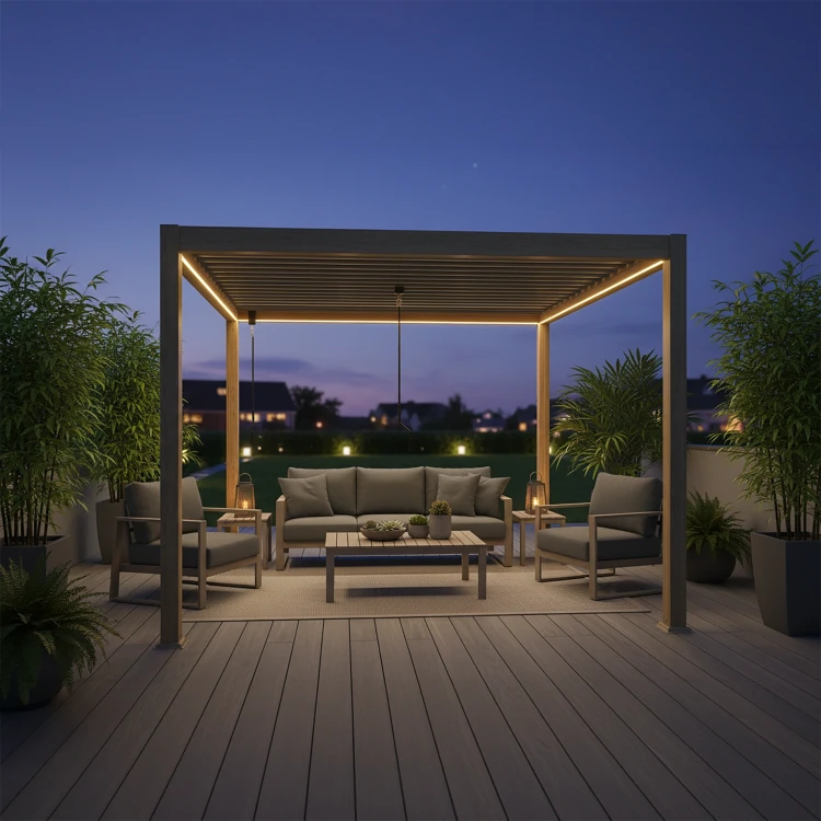 Pergola aluminiowa do ogrodu drewnopodobna 3x4x2,5m