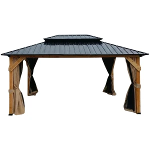 Altana ogrodowa drewniano-stalowa z moskitierą 300x365x278 cm