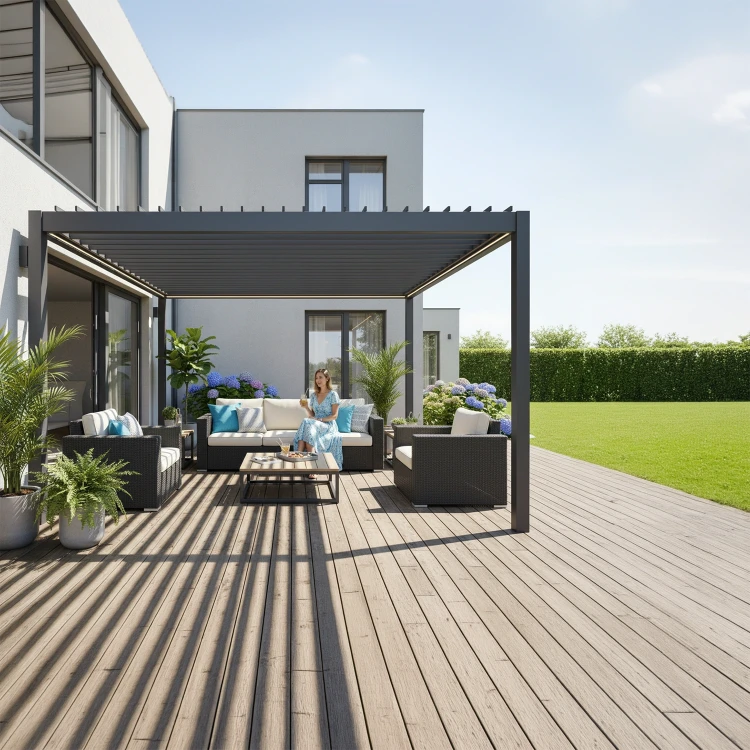 Pergola ogrodowa aluminiowa 3x4 z oświetleniem LED dach regulowany