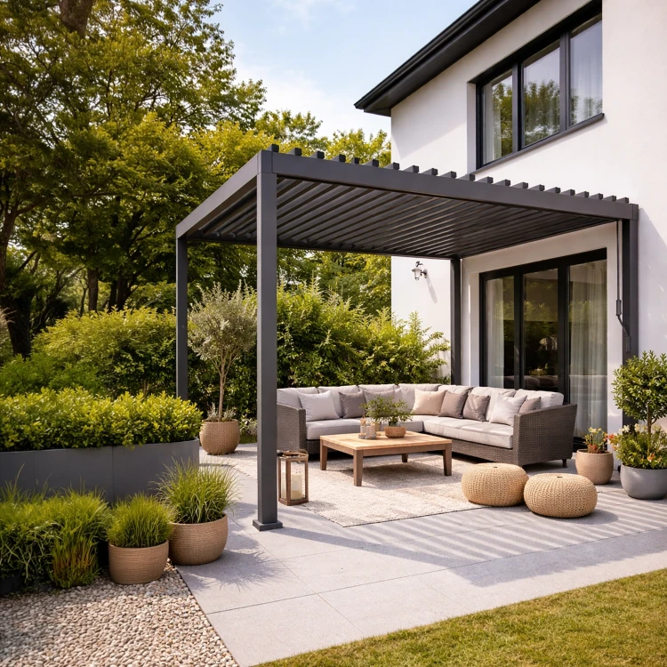 Pergola ogrodowa aluminiowa 3x4 z oświetleniem LED dach regulowany