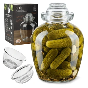 Szklany hermetyczny słój z kołnierzem wodnym 10l