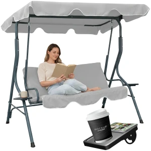 Huśtawka ogrodowa 3 osobowa szara  170x110x153cm bez poduszek