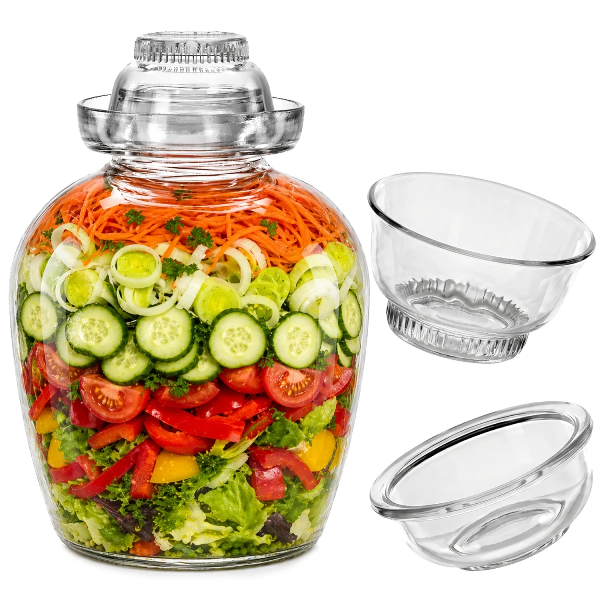 Szklany hermetyczny słój z kołnierzem wodnym 2,5l