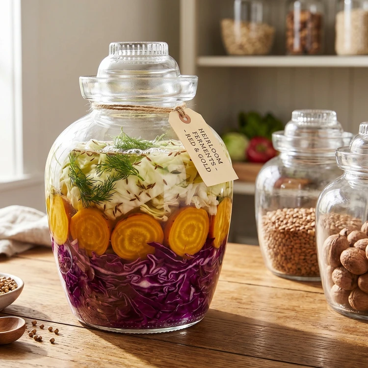 Szklany hermetyczny słój z kołnierzem wodnym 2,5l