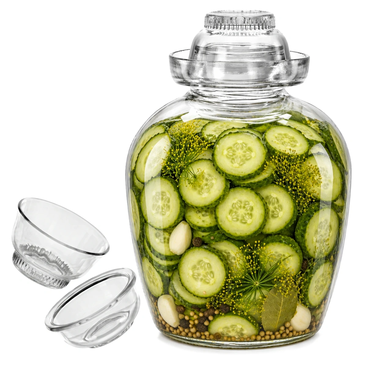 Szklany hermetyczny słój z kołnierzem wodnym 8,5l