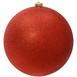 Czerwona bombka choinkowa 25 cm brokatowa